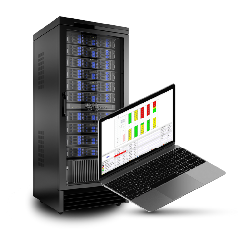 Sensorium DCIM on a Laptop over an IT rack