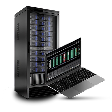 Sensorium DCIM on a Laptop over an IT server rack